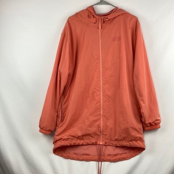 Pink coral full zip over sized lightweight hooded jacket - Picture 1 of 7